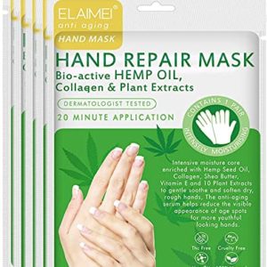 Hand Mask 5 Pack with Collagen, Shea Butter, Vitamin E - Deep Moisturizing Repair Skin for Dry Rough Hands - Perfect Daily Hand Care Treatment