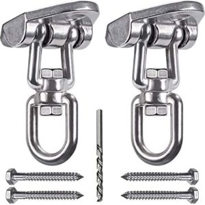 IOH Set of 2 Heavy Duty Swing Hangers Stainless Steel 304 Antirust, [2200 lb Capacity] 180° Swing 360° Rotation, Playground Porch Yoga Seat Trapeze, Hammock Chair, Swing Set Indoor Outdoor