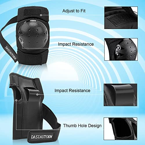DASIAUTOEM Protective Gear Set for Adult/Youth/Children, 3 in 1 Adjustable Strap Knee Pads Elbow Pads Wrist Guards for Skateboarding Inline Roller Skating Cycling Biking BMX Bicycle Scooter etc - Image 4