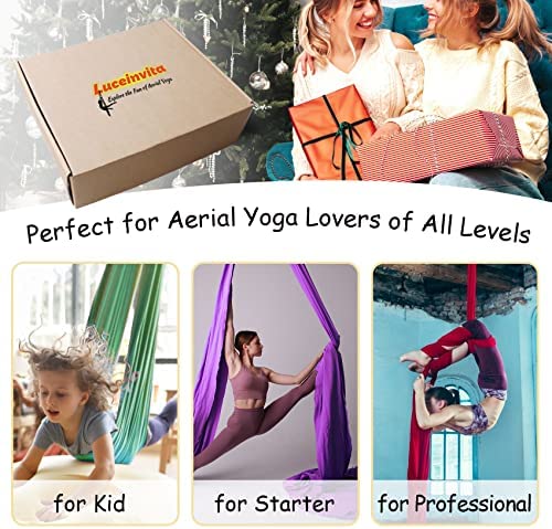 Luceinvita 11 Yards Aerial Silks Kit - Durable Aerial Yoga Hammock with Hardware & Guide Low to Medium Stretch Yoga Swing for Kids and Adults - Yoga Starter Kit for Home or Outdoor - Image 6