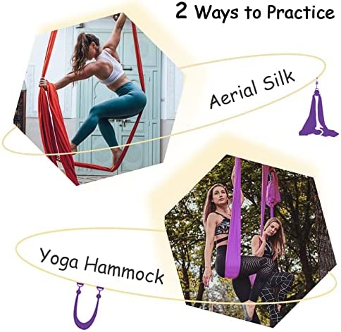 Luceinvita 11 Yards Aerial Silks Kit - Durable Aerial Yoga Hammock with Hardware & Guide Low to Medium Stretch Yoga Swing for Kids and Adults - Yoga Starter Kit for Home or Outdoor - Image 5