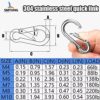 SMTUNG 6 Pack Spring Snap Hook 304 Stainless Steel Carabiner Multifunctional Carabiner Camping Fishing Hiking Traveling - Image 2