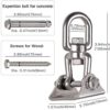 WAREMAID Heavy Duty 360° Swivel Swing Hanger, Stainless Steel Swing Hook for Ceiling Wooden Porch Swing Hanging kit Playground Gym Rope Boxing Bag Hammock Chair Yoga Swing Mount 1000 lb Capacity - Image 6