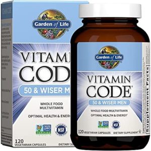 Garden of Life Multivitamin for Men, Vitamin Code 50 & Wiser Men's Raw Whole Food Vitamin Supplement with Probiotics, Vegetarian, 120 Capsules