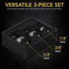 LEXIVON Premium Impact Universal Joint Socket Swivel Set | 3-Piece Ball Spring Design 1/2", 3/8", and 1/4" U-Joint Drive | Cr-Mo Steel - Full Impact Grade (LX-113) - Image 3