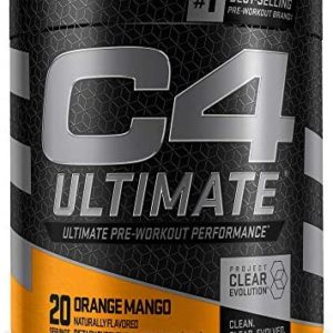 C4 Ultimate Pre Workout Powder Orange Mango - Sugar Free Preworkout Energy Supplement for Men & Women - 300mg Caffeine + 3.2g Beta Alanine + 2 Patented Creatines - 20 Servings