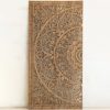 Rectangular King Size Bed Headboard, Wall Mounted Hanging Wooden Panels, Hand Carved Teak Wood Furniture, Rustic Brown color, 76x38 inches - Image 3
