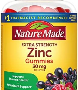 Nature Made Extra Strength Zinc Supplements 30 mg, Dietary Supplement for Immune Health and Antioxidant Support, 60 Zinc Gummies, 30 Day Supply