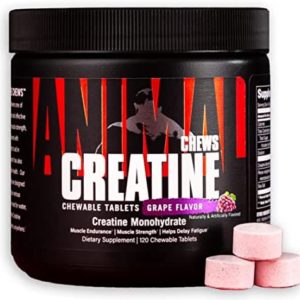 Animal Creatine Chews Tablets - Enhanced Creatine Monohydrate with AstraGin to Improve Absorption, Sea Salt for Added Pumps, Delicious and Convenient Chewable Tablets - Grape
