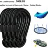 YCLOVE 4 PCS 3" Carabiner Hooks Clips Hammock Locking Carabiner Heavy Duty 500LBS Screw Spring-Loaded Gate Snap Gear Clip Utility Hooks Backpack Hanging Buckle for Camping Hiking Fishing Black - Image 2