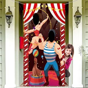 Circus Party Decorations Photo Door Banner Background Props, Fun Fiesta Photo Door Banners Carnival Themed Party Decorations Festive Game Supplies (5x3FT)