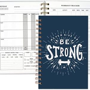 Fitness Journal for Men Workout Planner Tracker for Weight Loss Exercise Lifting for Women Exercise Log Book Gym Bodybuilding Progress Daily Food Diary Meal Planner Health & Wellness Planner,Blue