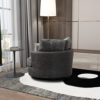 HomSof Accent Barrel Chair 4 Pillows 360 Degree Swivel Round Sofa, Valley Gray+Dark Gray/Bronzing Suede+Chenille - Image 5