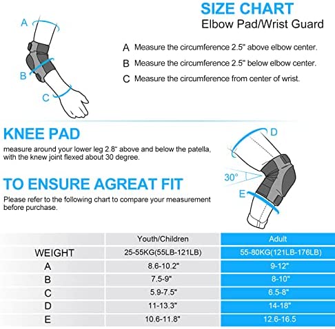 DASIAUTOEM Protective Gear Set for Adult/Youth/Children, 3 in 1 Adjustable Strap Knee Pads Elbow Pads Wrist Guards for Skateboarding Inline Roller Skating Cycling Biking BMX Bicycle Scooter etc - Image 6