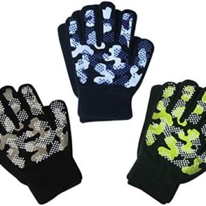 Evridwear Kids Boys Winter Gloves 4-14 Years,3 Pairs Girls Kid Knit Stretchy Grip Warm Magic Glove for Children