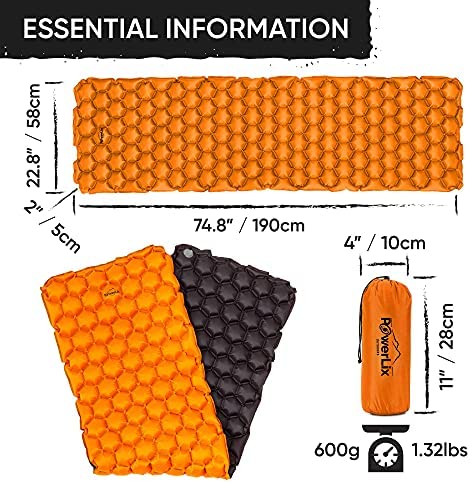 POWERLIX Sleeping Pad - Ultralight Inflatable Sleeping Mat, Ultimate for Camping, Backpacking, Hiking - Airpad, Inflating Bag, Carry Bag, Repair Kit - Compact & Lightweight Air Mattress - Image 9