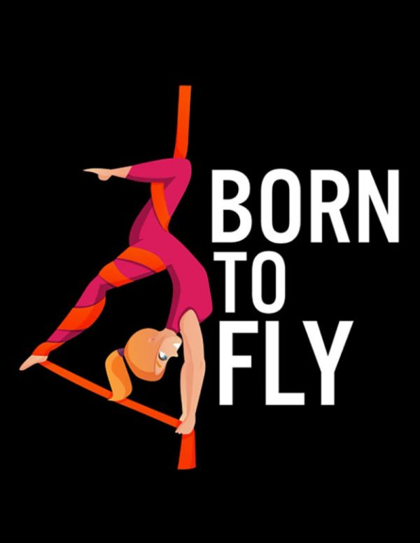 Aerial Yoga Aerial Yoga Born To Fly Fitness Aerial Silk Dancer Notebook: 8.5 x 11 inches