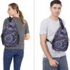 MOSISO Sling Backpack,Travel Hiking Daypack Pattern Rope Crossbody Shoulder Bag, Navy Blue Base Totem Texture - Image 5