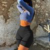 OQQ 3 Pack High Waisted Yoga Shorts for Women Ribbed Seamless Tummy Control Workout Athletic Shorts - Image 2