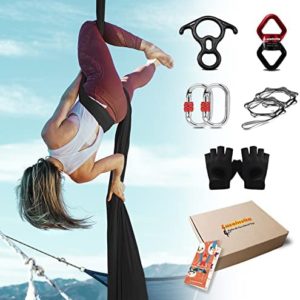 Luceinvita 11 Yards Aerial Silks Kit - Durable Aerial Yoga Hammock with Hardware & Guide Low to Medium Stretch Yoga Swing for Kids and Adults - Yoga Starter Kit for Home or Outdoor
