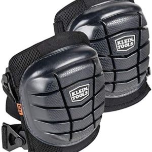 Klein Tools 60184 Knee Pads, Lightweight Gel Knee Pads with Slip Resistant Rubber Caps, Cinch Tight Straps, Black