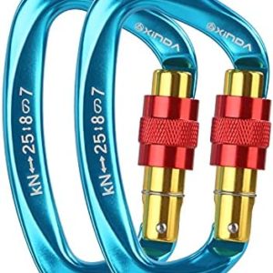 XINDA Screwgate Locking Carabiner Clip - Professional Rock Climbing Carabiner Screw Lock,Heavy Duty Carabiners for Climbing,Mountaineer,Hammock,Camping,Outdoor Equipment
