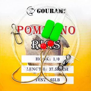 Gourami 6/12PCS Saltwater Pompano Rigs for Surf Fishing,Double Drops Pompano Rig with Floats,Florida Offshore Surf Fishing