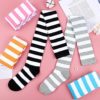 Apoway 6 Pairs Extra Long Striped Thigh High Socks Over the Knee Socks Tube Socks Warm Thigh High Stockings for Women - Image 5
