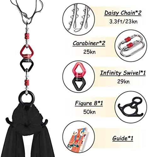 Luceinvita 11 Yards Aerial Silks Kit - Durable Aerial Yoga Hammock with Hardware & Guide Low to Medium Stretch Yoga Swing for Kids and Adults - Yoga Starter Kit for Home or Outdoor - Image 2