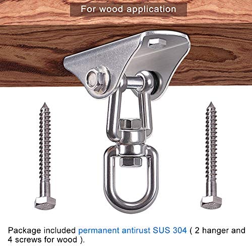 SELEWARE Stainless Steel Swing Hangers Swing Set Hooks Ceiling Swing Mount Hardware for Porch Swing, Hammock Chair, Heavy Bag, Yoga Silk, Suspension Straps, Olympic Rings 2 Pack - Image 4