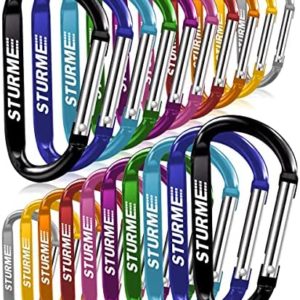 Carabiner Clip,Aluminum D Ring Shape Carabeaner Keychain Hook Pack of 20