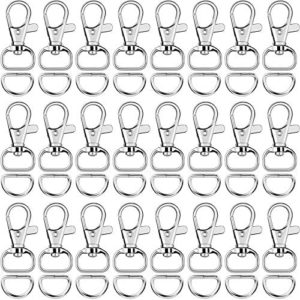 SANNIX 120 Pcs Keychain Clip Hooks with D Ring Include 60Pcs Swivel Snap Hooks Lanyard Clip and 60Pcs D Ring for Purse Hardware Sewing Projects (1/2” Inside Width)