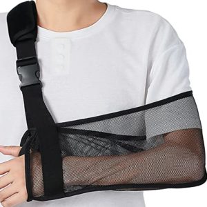 Ledhlth Mesh Arm Sling Black for Shower Shoulder Immobilizer Brace Support for Broken Shoulder Elbow Arm Wrist Injury Men Women Teenagers Adults left right