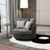 HomSof Accent Barrel Chair 4 Pillows 360 Degree Swivel Round Sofa, Valley Gray+Dark Gray/Bronzing Suede+Chenille - Image 2