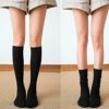 4 Pairs Women's Cotton Knee High Socks, Casual Solid Knit Knee Socks - Image 4