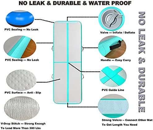 Marfula Inflatable Air Track Mat Gymnastics Mat Training Mats 4 inches Thickness With Carry Bag / Electric Pump For Home Use/Training/Cheerleading/Yoga/Water - Image 5