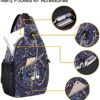 MOSISO Sling Backpack,Travel Hiking Daypack Pattern Rope Crossbody Shoulder Bag, Navy Blue Base Totem Texture - Image 2