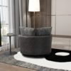 HomSof Accent Barrel Chair 4 Pillows 360 Degree Swivel Round Sofa, Valley Gray+Dark Gray/Bronzing Suede+Chenille - Image 6