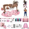 LALAHIGH Push Up Board, Portable Home Workout Equipment for Women & Men, 30 in 1 Home Gym System with Pilates Bar, Resistance Band, Booty Bands, Pushup Stands for Body Shaping - Pink Series - Image 8