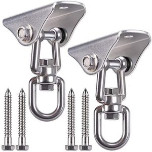 SELEWARE Stainless Steel Swing Hangers Swing Set Hooks Ceiling Swing Mount Hardware for Porch Swing, Hammock Chair, Heavy Bag, Yoga Silk, Suspension Straps, Olympic Rings 2 Pack