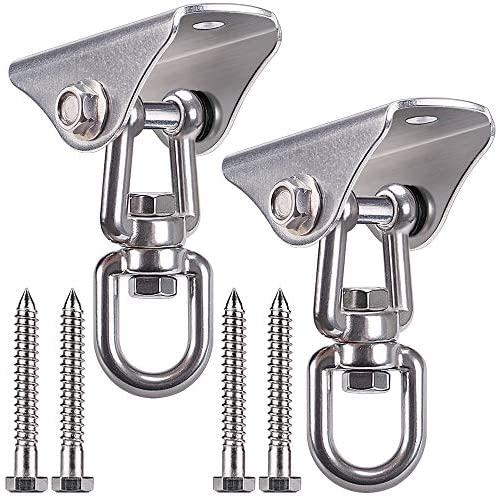 SELEWARE Stainless Steel Swing Hangers Swing Set Hooks Ceiling Swing Mount Hardware for Porch Swing, Hammock Chair, Heavy Bag, Yoga Silk, Suspension Straps, Olympic Rings 2 Pack