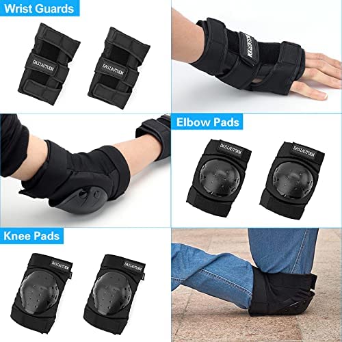 DASIAUTOEM Protective Gear Set for Adult/Youth/Children, 3 in 1 Adjustable Strap Knee Pads Elbow Pads Wrist Guards for Skateboarding Inline Roller Skating Cycling Biking BMX Bicycle Scooter etc - Image 3