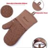 Pot Holders and Oven Mitts Sets 4Pcs, YUTAT High Heat Resistant Oven Gloves and Potholders, Non-Slip Grip Hot Pads with Food Grade Silicone Texture, Perfect for Kitchen Cooking Baking BBQ, Tan - Image 6