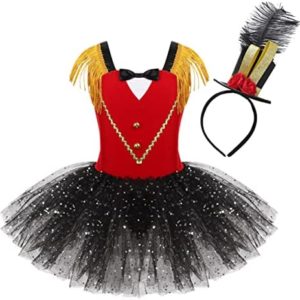 RUNQHUI Kids Girls Circus Show Ringmaster Costume Princess Dance Leotard Christmas Halloween Fancy Dress