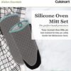 Cuisinart Quilted Oven Mitts, Set of 2 - Heat Resistant Oven Gloves with Silicone Non-Slip Grip, Convenient Hanging Loop, and Insulated Pockets - Ideal for Handling Hot Cookware - Drizzle Grey - Image 2