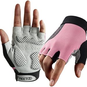 FREETOO Weight Lifting Workout Gloves for Women, Well-Padded Palm & Stretchy Netted Back, Comfortable Rubber Grip Gym Gloves Breathable and Lightweight Exercise Bodybuilding Gloves (Female)