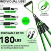 XTREME TECH Resistance Bands Set | Workout Kit with Bar, Handles, Door Anchor, Ankle Straps, Carry Bag, Insert Upto 180LBS for Heavy Exercise Home Gym Fitness Equipment Men & Women, Green - Image 2