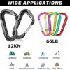 12PCS Carabiner Clips Set - 4pcs 12KN Heavy Duty Caribeaners 8pcs 66lbs Lightweight Caribeener Clips,D Ring Key Clip for Hammocks Camping Accessories Hiking Gym Keychain Locking Dog Leash and Harness - Image 2