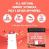 Whole Fruit Gummy Vitamins for Kids No Added Sugar, Vegan Kids Multivitamin Gummies, Plant Based Multivitamin for Kids, Whole Foods Toddler Vitamins, Organic Kids Vitamins Chewable 60 Bites Strawberry - Image 7