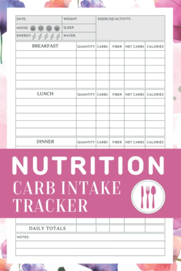 Nutrition Carb Intake Tracker Log Book: Food Tracker Journal & Diary To Record Carbohydrates, Calories, Fiber & Net Carbs - Calorie Counting Food Diary and Diet Log - Carb Counter Book